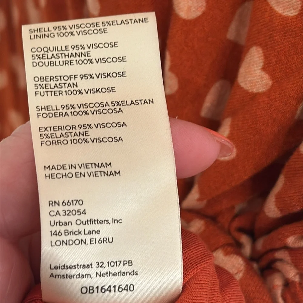 FREE PEOPLE Lakeside Heart MIDI Dress Orange High gathered Slit EUC Size small - Picture 8 of 9